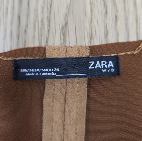 Zara Faux Suede Tan and Cream Fur Trimmed Jacket Oversized Small - Picture 5 of 13